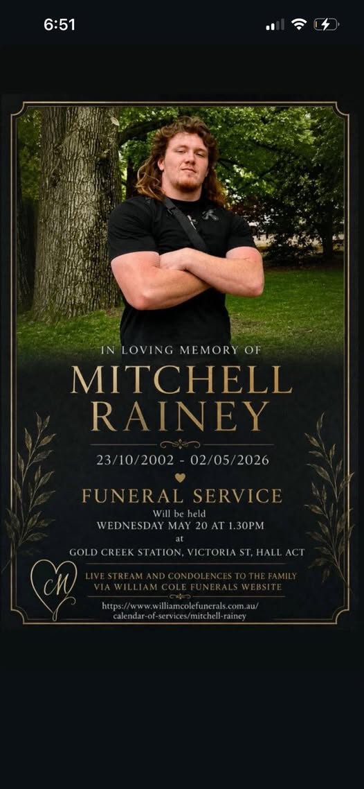 Mitchell Rainey, Canberra AU, Obituary, Death: A Life of Mateship, Spirit, and Lasting Impact in Canberra