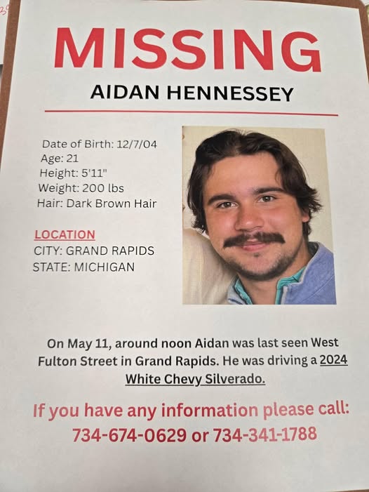 Missing Person Alert: Aidan Hennessey Reported Missing in Grand Rapids